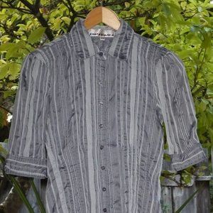Vintage Y2K Costa Blanca Half Sleeve Striped Cotton Dress Shirt